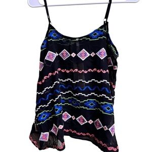 Francesca’s Sheer Black Embroidered Tank Top NWT Size M